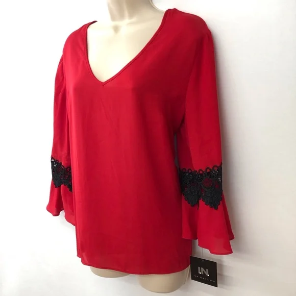 NWT I.N. San Franscisco Red Back Lace Top - Picture 4 of 16